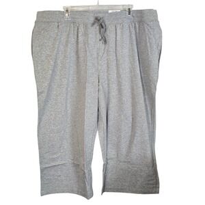 Karen Scott Sport Plus Womens 2X smoke Gray Knit Capri Pants Drawstring Waist